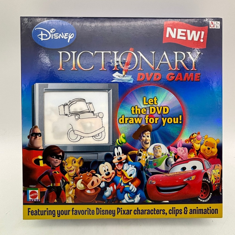 Disney Pictionary DVD Game Mattel Pixar Mickey Cars‎ Incredibles Complete